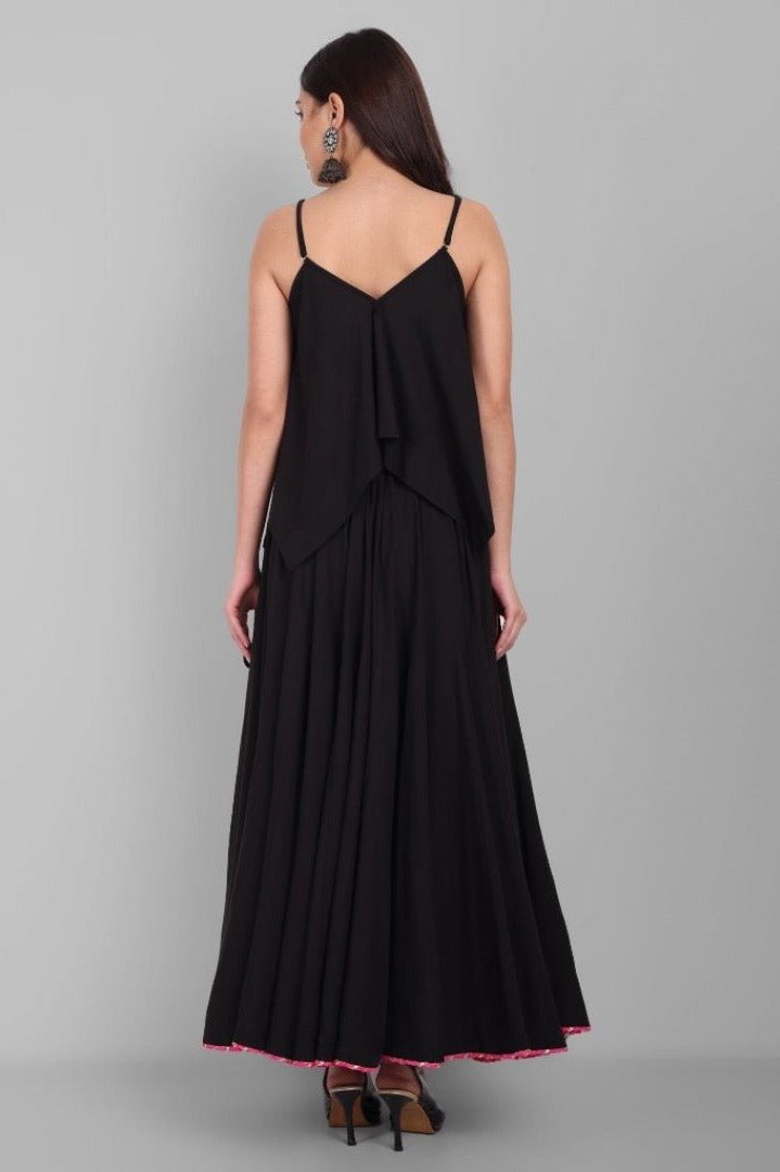 Buy Black Crop Top And Skirt Set