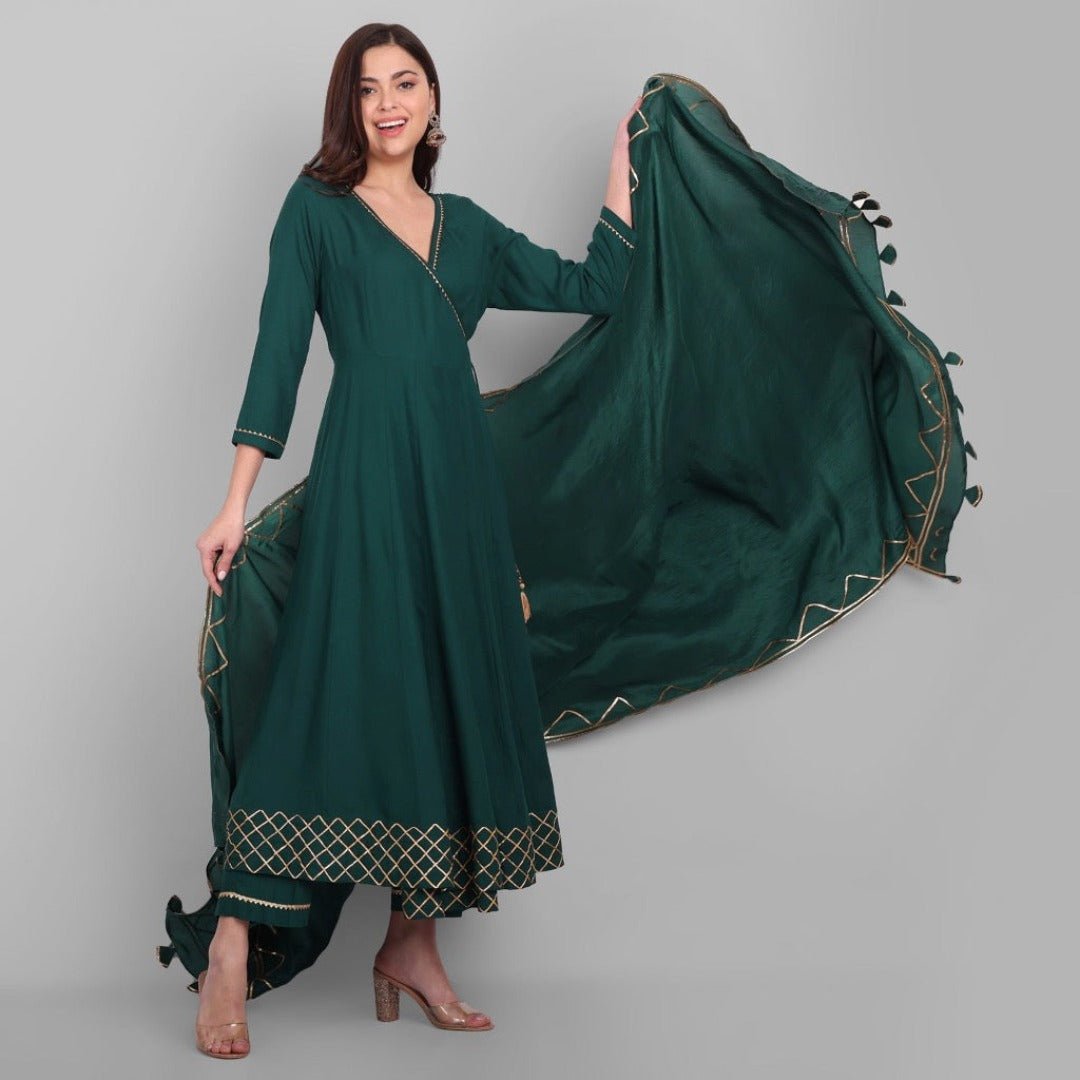 Green Angrakha Pant and Dupatta