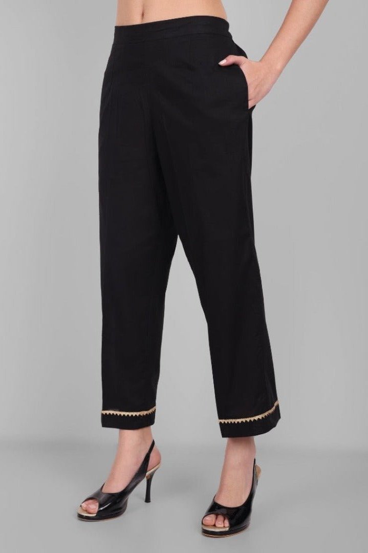 Black Cotton Angarakha Kurta