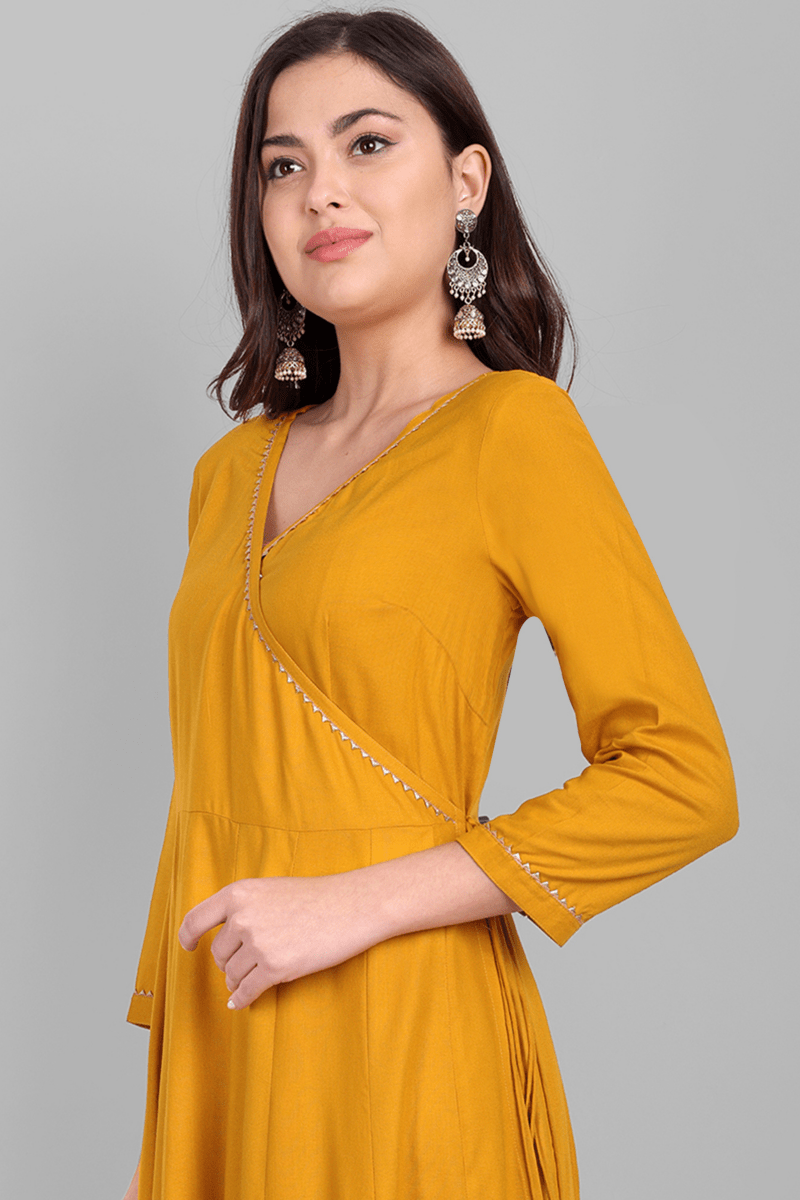 Yellow Angrakha Kurta Sets for Women