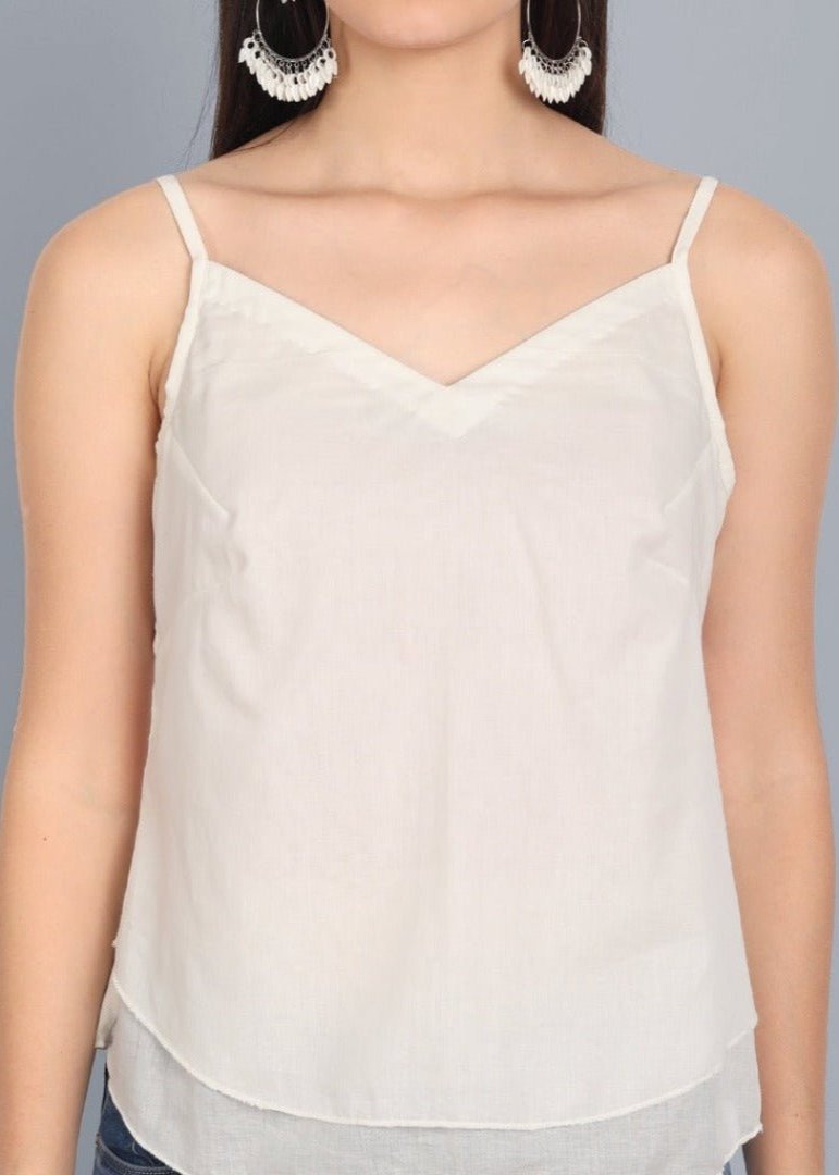 White Double Layered Mul Cotton Top