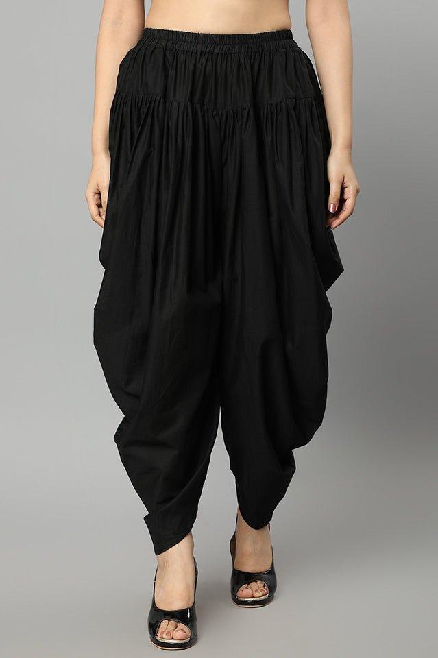 Women Black Cotton Dhoti Pants