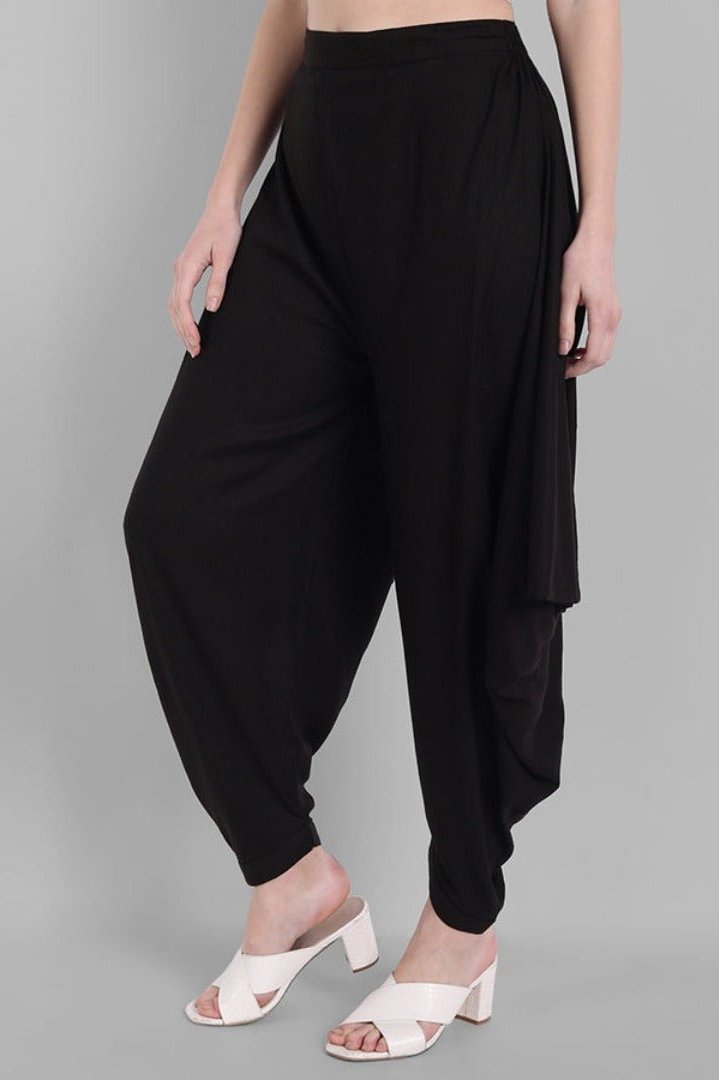 Ethnic Black Cotton Triangle Dhoti Pants