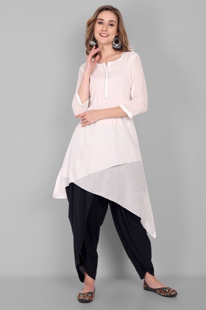 Cotton Tulip Pants with Lace Black