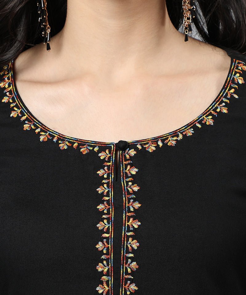 Girls Black Kurta Pant Set