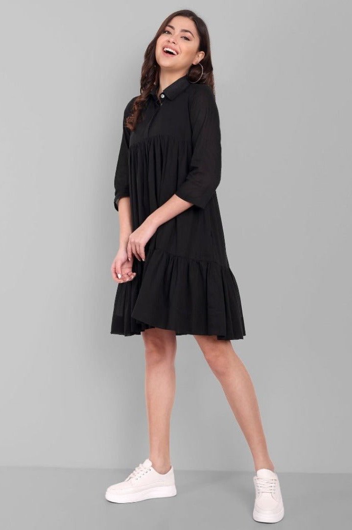 Black Tiered Short Dress