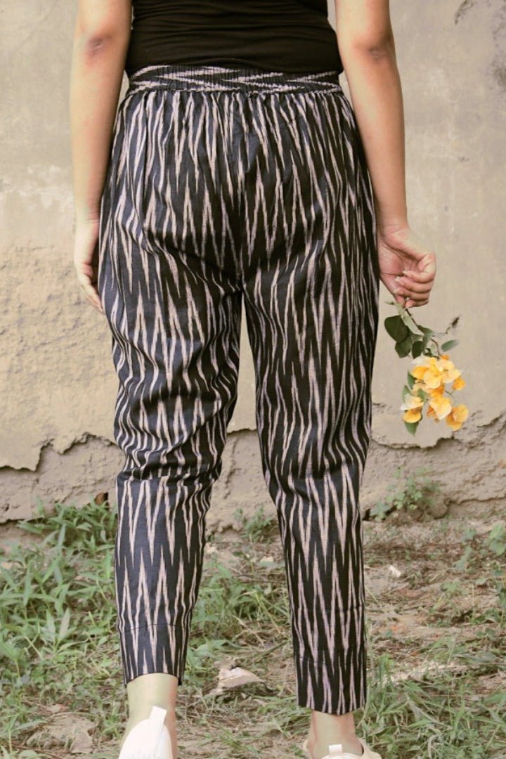 Black Travelling Ikkat Pants