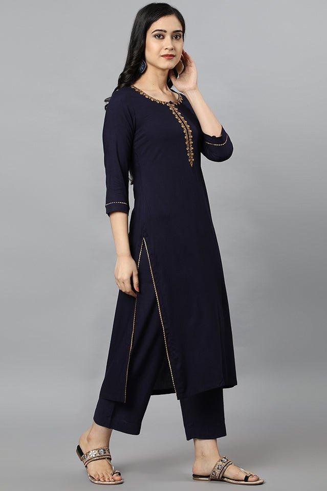 Blue Jehlum Kurta Pants Set