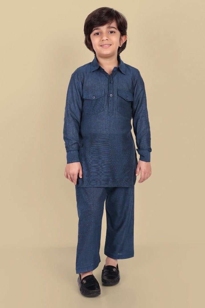 Cotton Linen Pathani Style Blue
