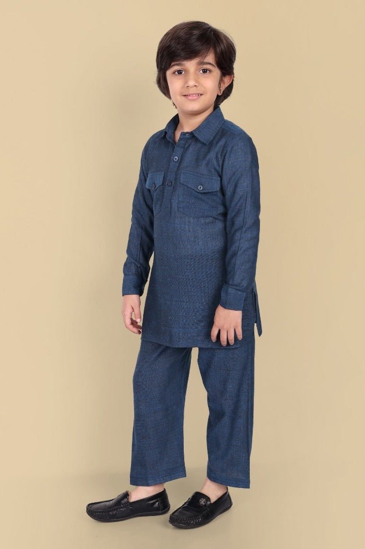 Cotton Linen Pathani Style Blue