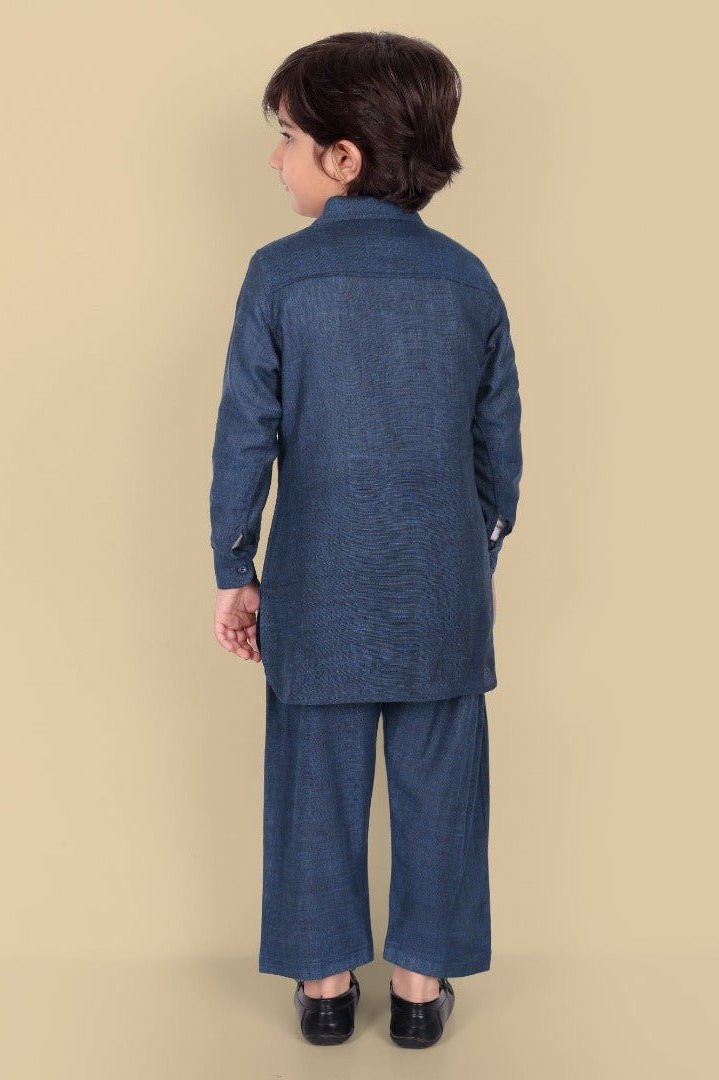 Cotton Linen Pathani Style Blue