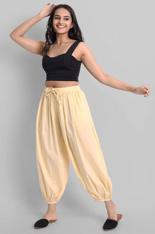 Cream Cotton Harem Pants