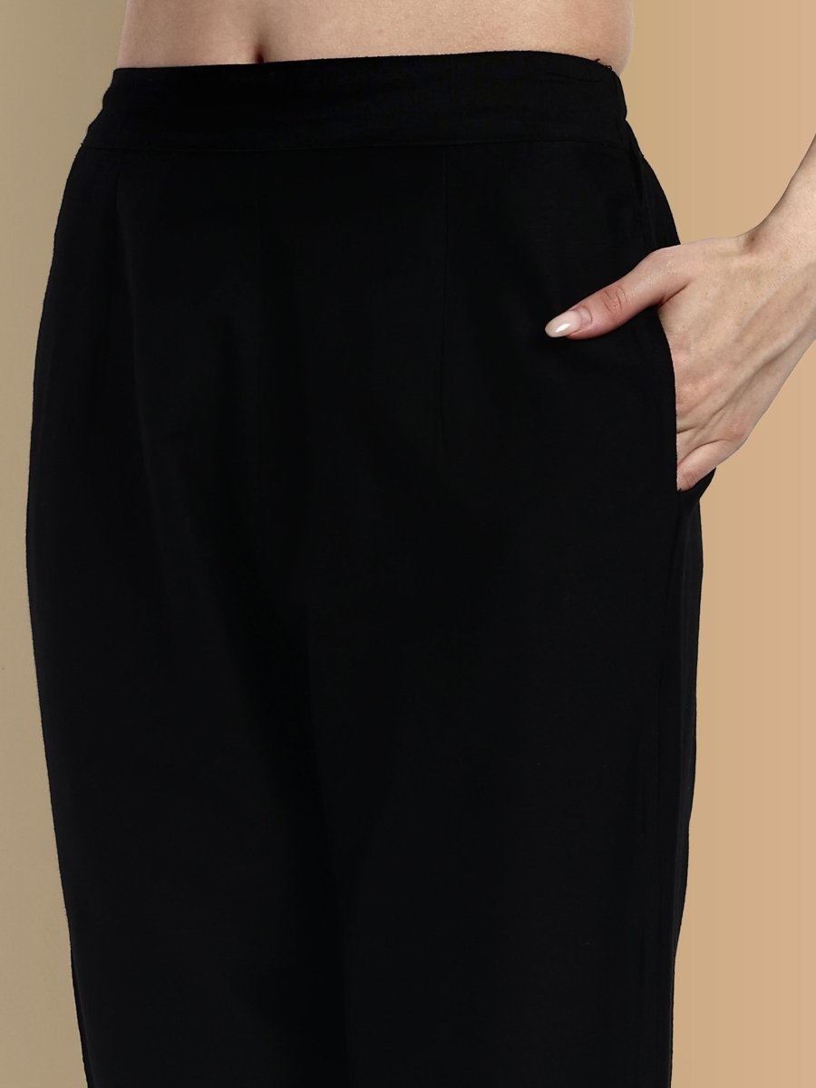 Handcrafted Black Textured Silk Co-Ord - Set of 3