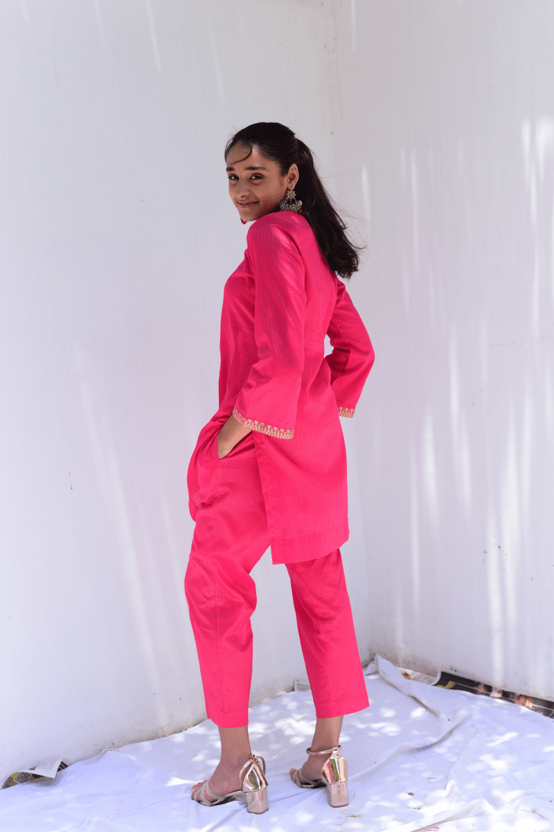 Hot Pink Co-Ord with Embroidery - Set of 2