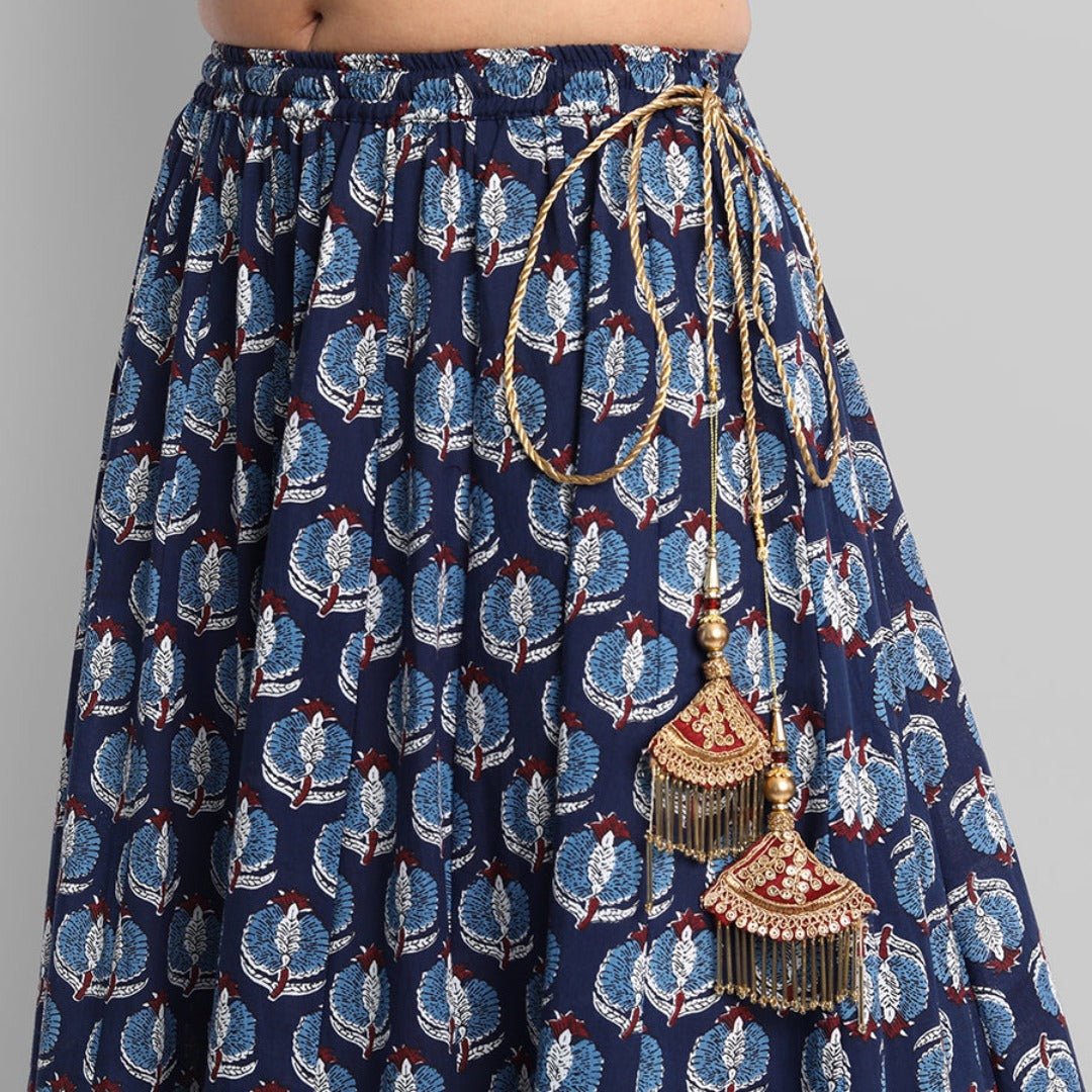 Buy Rubellite Indian Cotton Indigo Blue Wrap Around Long Skirt Boho Gypsy  Skirt Tiered Long Peasant Skirt Women's Skirt at Amazon.in