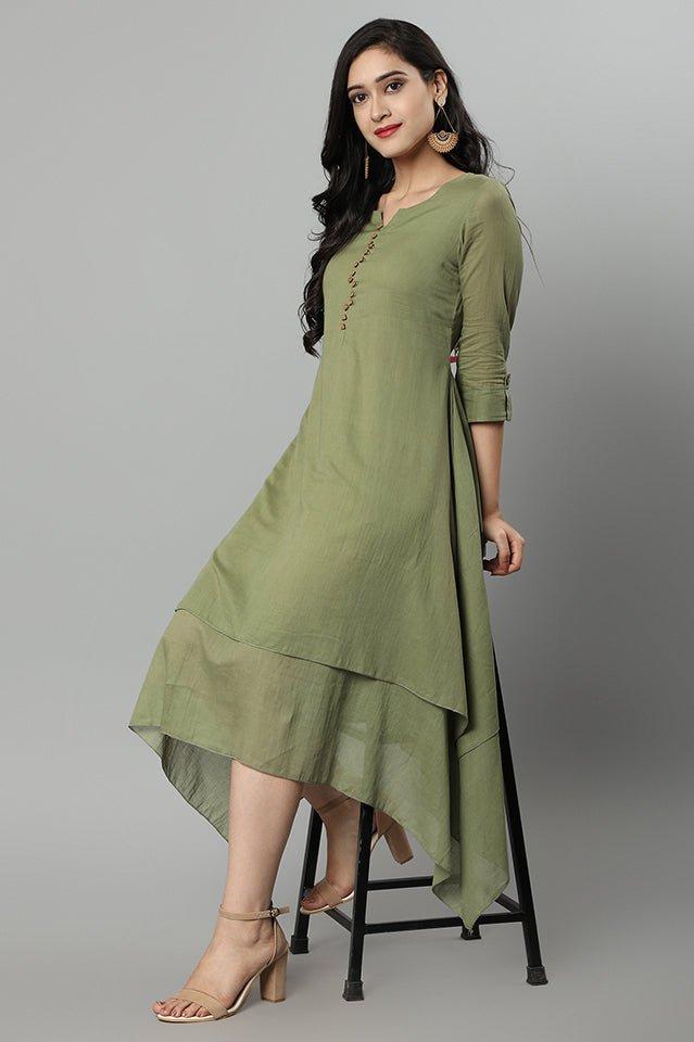 Dim Gray Khaki Mul Cotton Hunter Dress