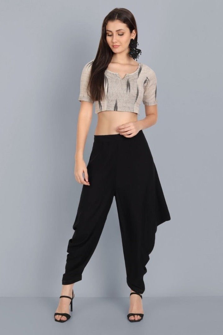 Dark Gray Kora Ikkat Weaved Blouse
