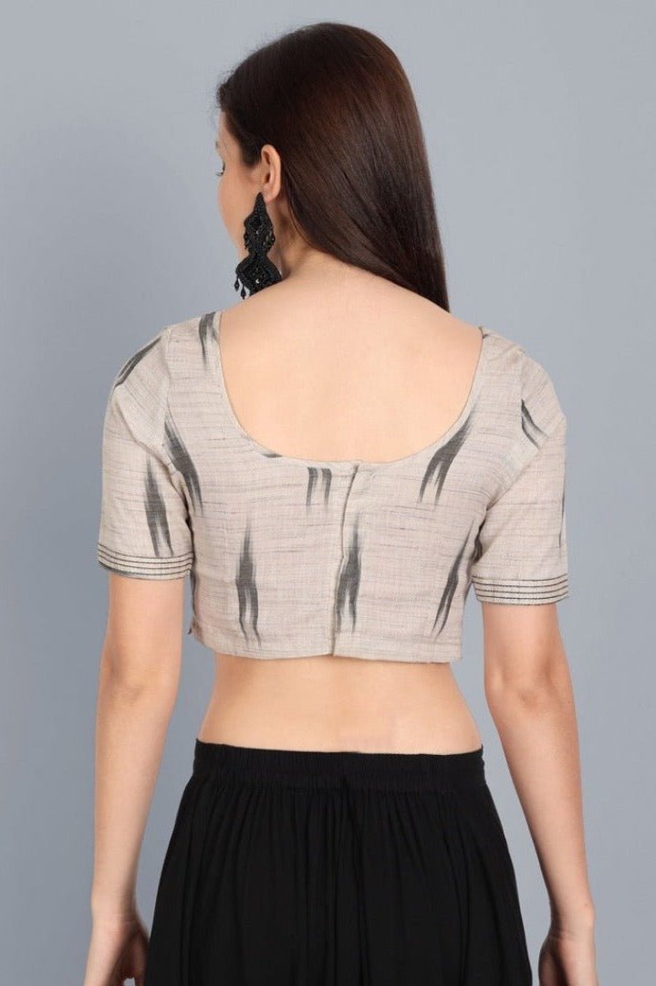 Dark Gray Kora Ikkat Weaved Blouse