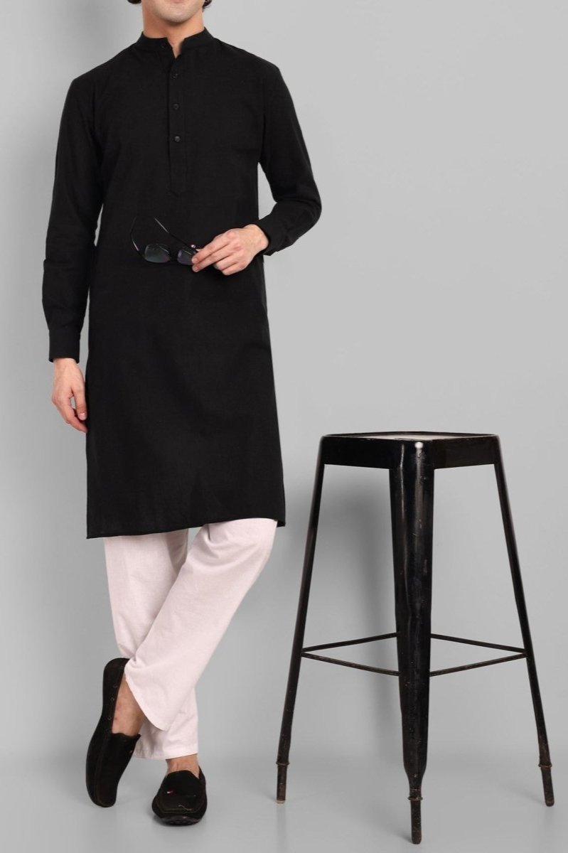 MEN'S BLACK KURTA PAJAMA SET