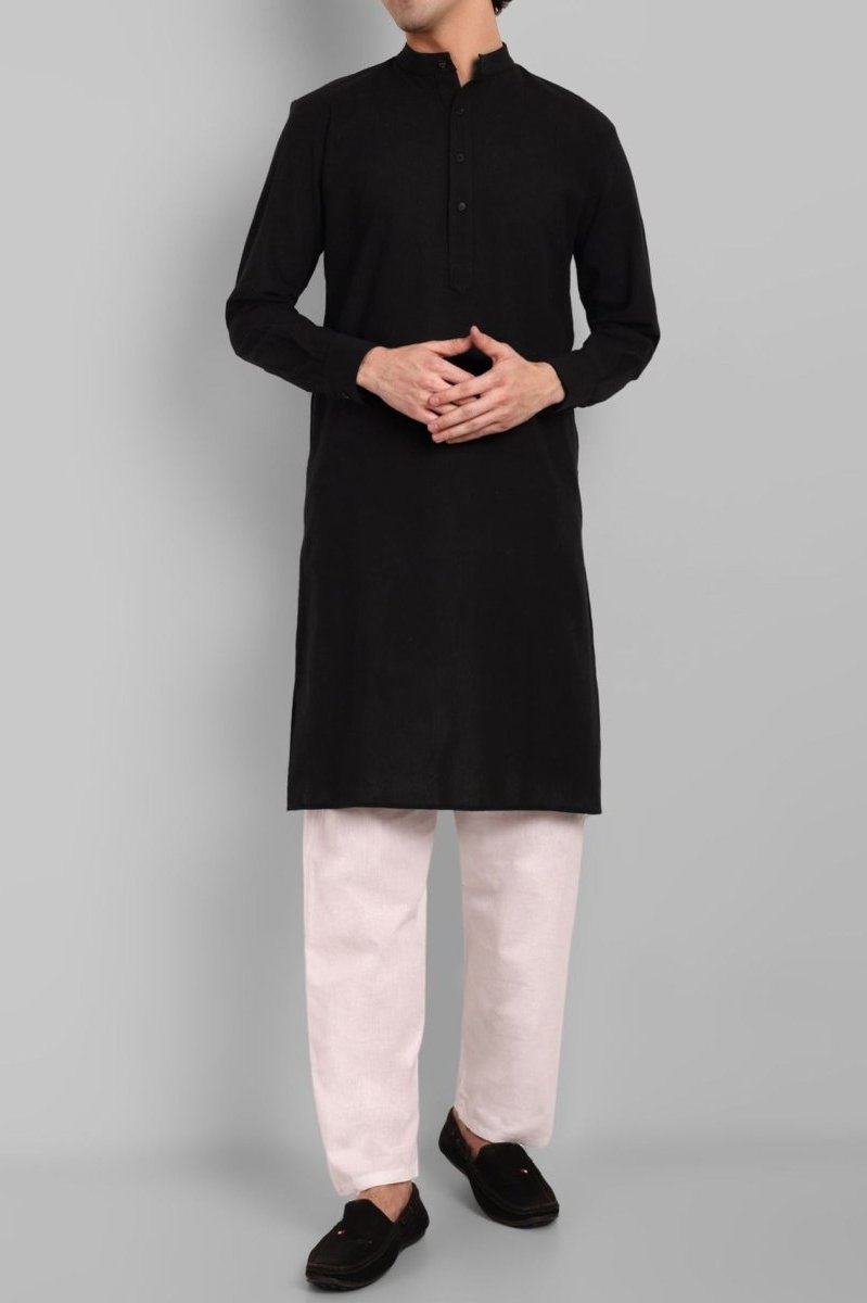 MEN'S BLACK KURTA PAJAMA SET