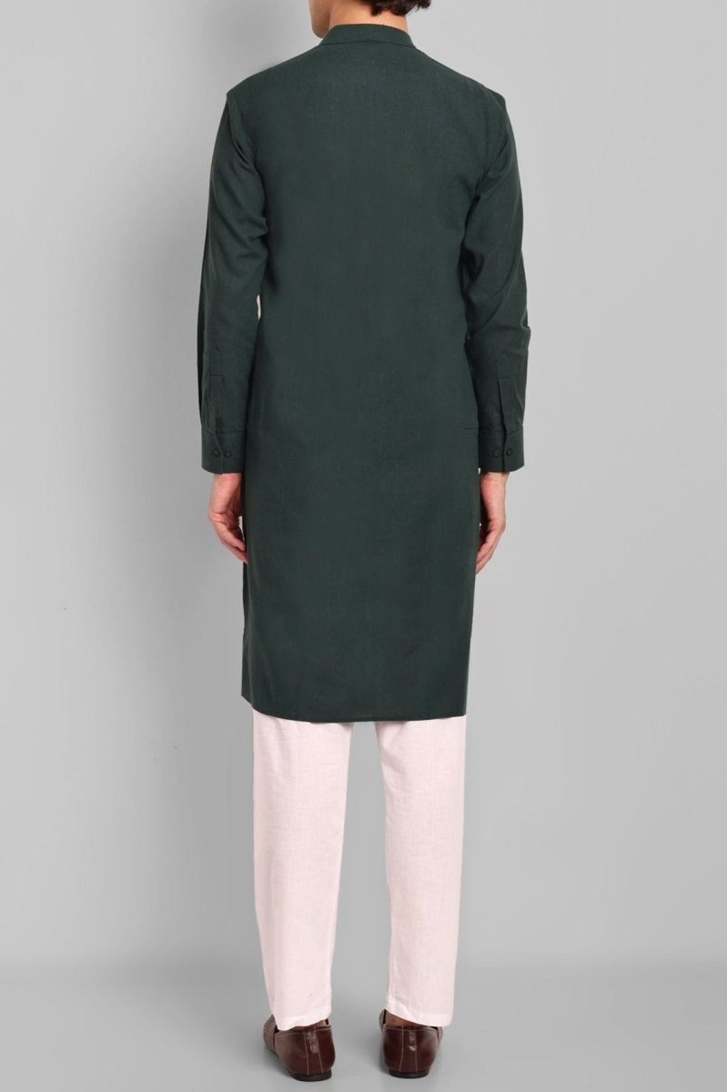 MEN'S BOTTLE GREEN KURTA & PAJAMA SET