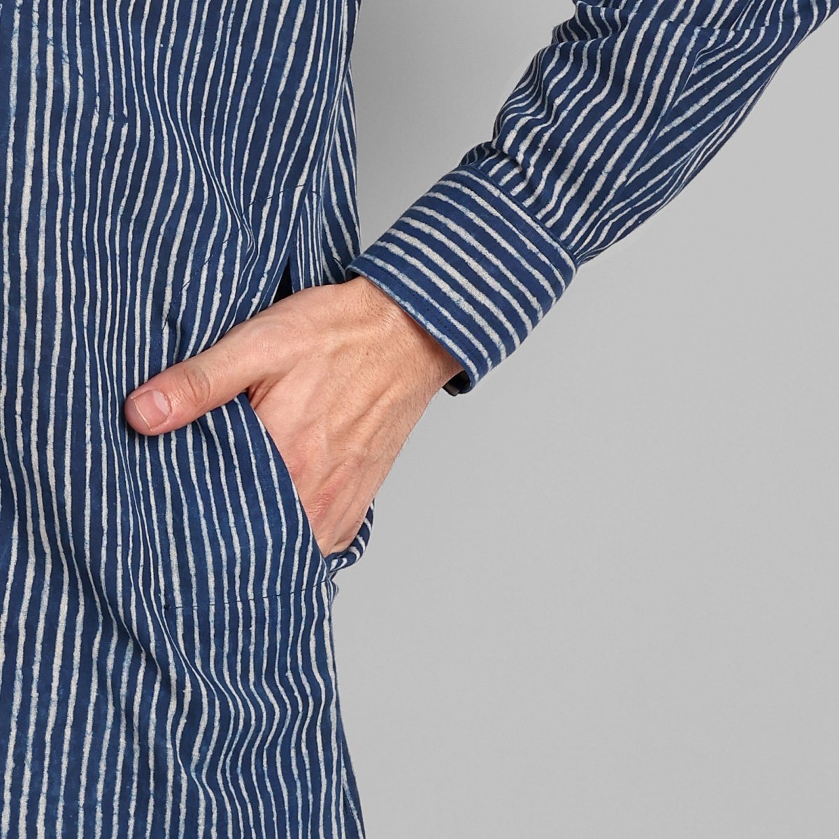 MEN'S INDIGO KURTA PANT SET