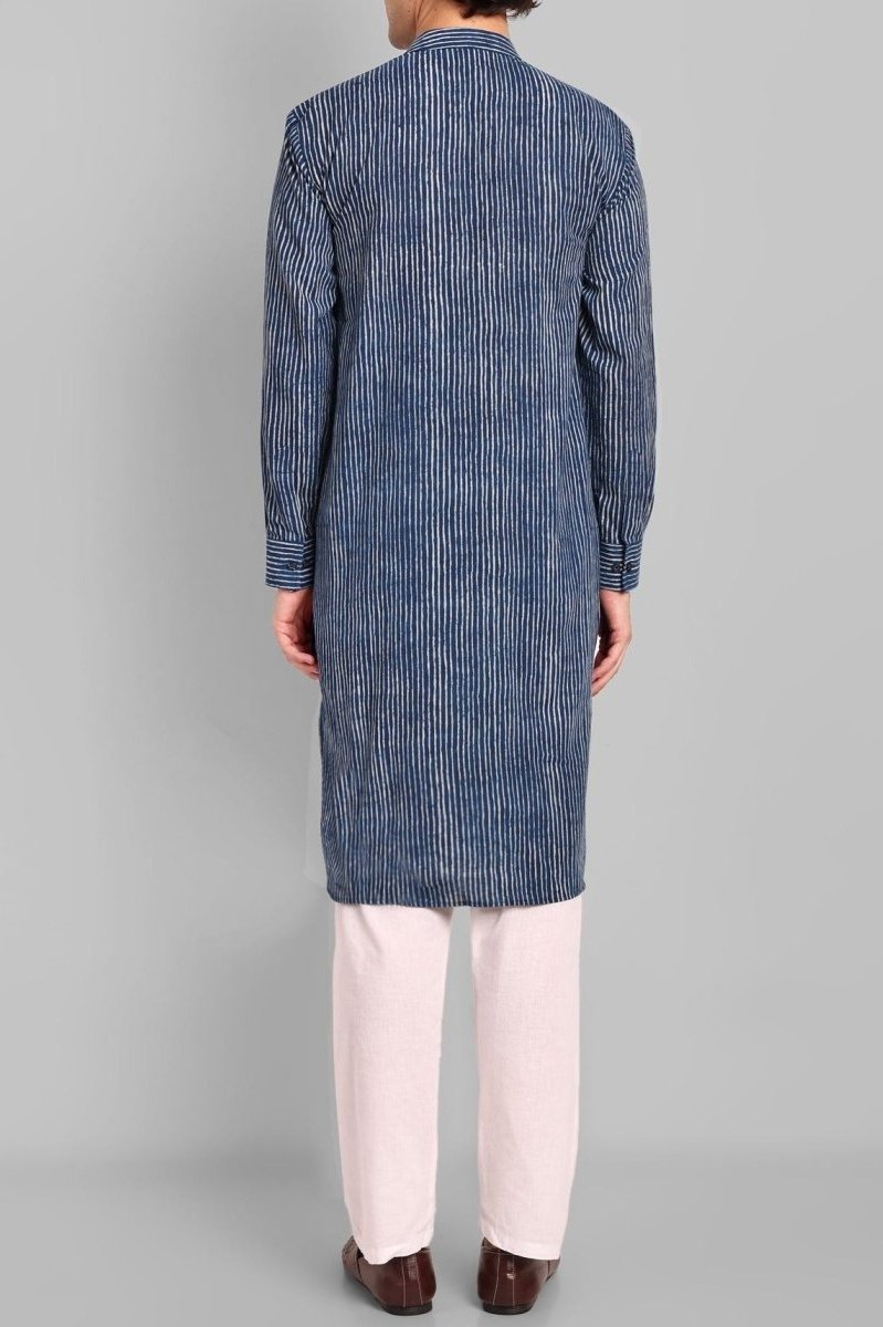 MEN'S INDIGO KURTA PANT SET