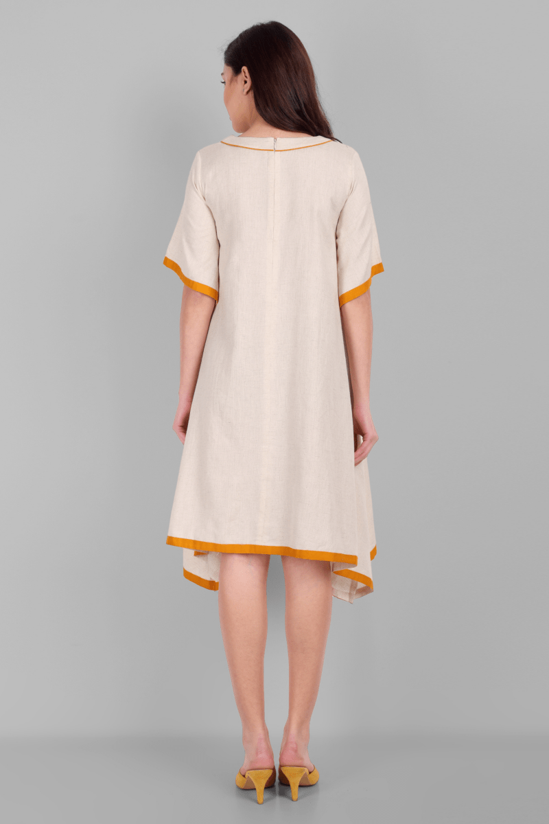 Off White Cotton Kaftan Dress - Mera Rang