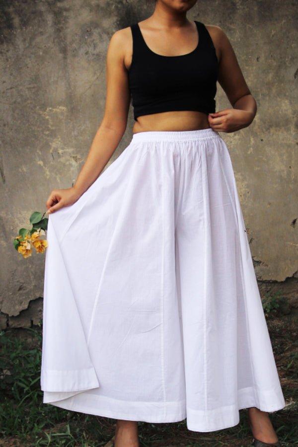 Lavender Plain White Cotton Sharara