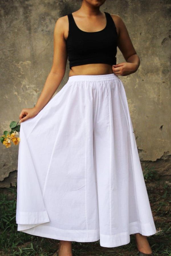 Lavender Plain White Cotton Sharara