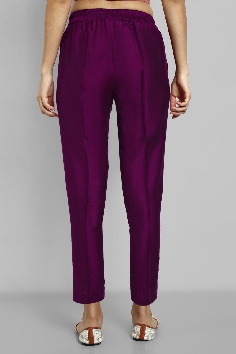 Purple Boat Neck Kurta & Elasticated Pant - Set of 2