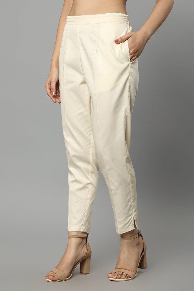 Antique White Straight Fit Off White Drainpipe Pants