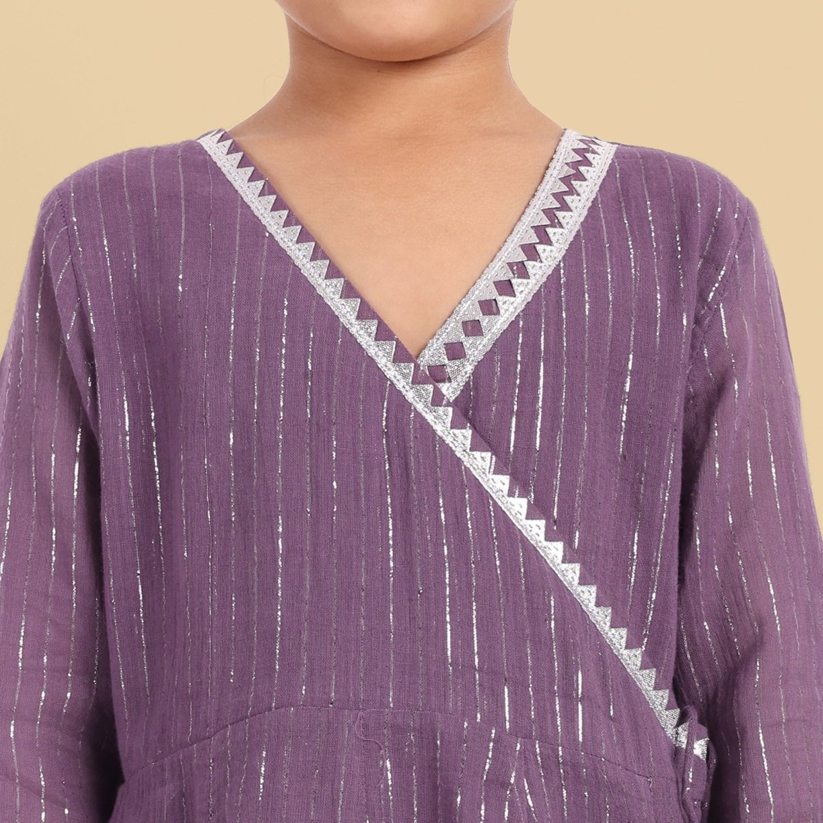 V-Neck Kaasni Anarkali with Dupatta