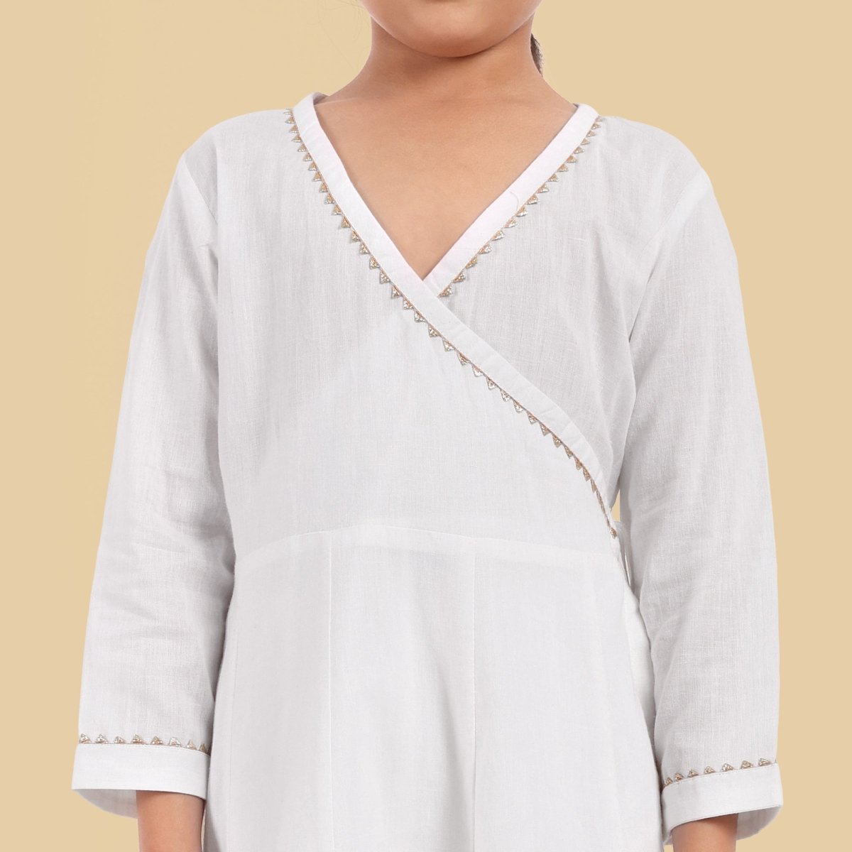 V-neck Offwhite Angrakha Style - Set of 3 - Mera Rang