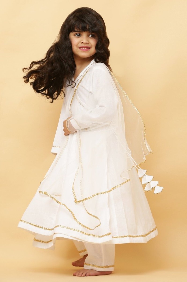 Wheat Offwhite cotton Angrakha Style - Set of 3