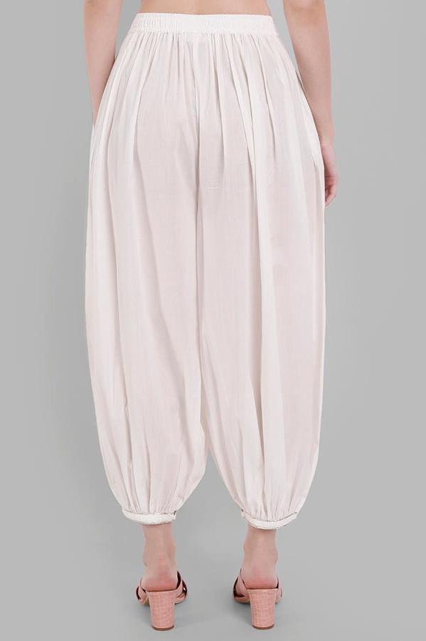 Gray White Cotton Harem Pants
