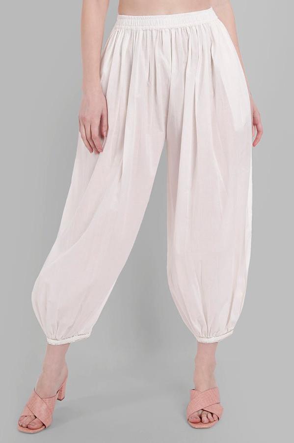 Gray White Cotton Harem Pants