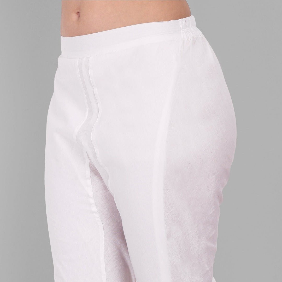 White Cotton Tulip Pants